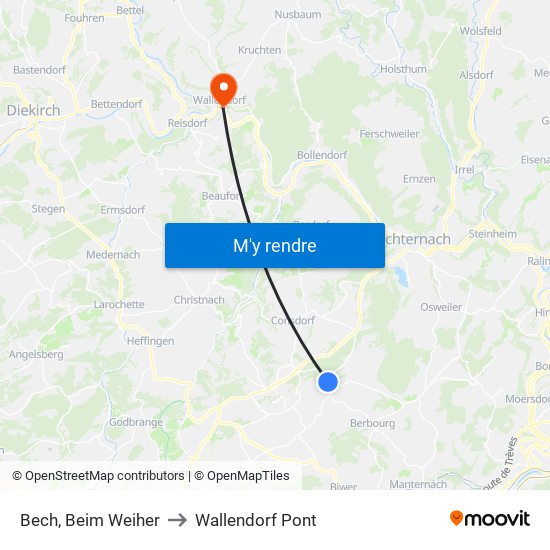 Bech, Beim Weiher to Wallendorf Pont map