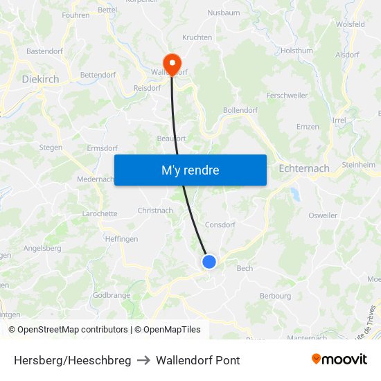 Hersberg/Heeschbreg to Wallendorf Pont map