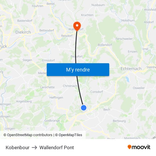 Kobenbour to Wallendorf Pont map