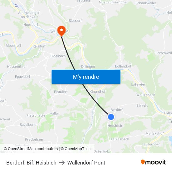 Berdorf, Bif. Heisbich to Wallendorf Pont map