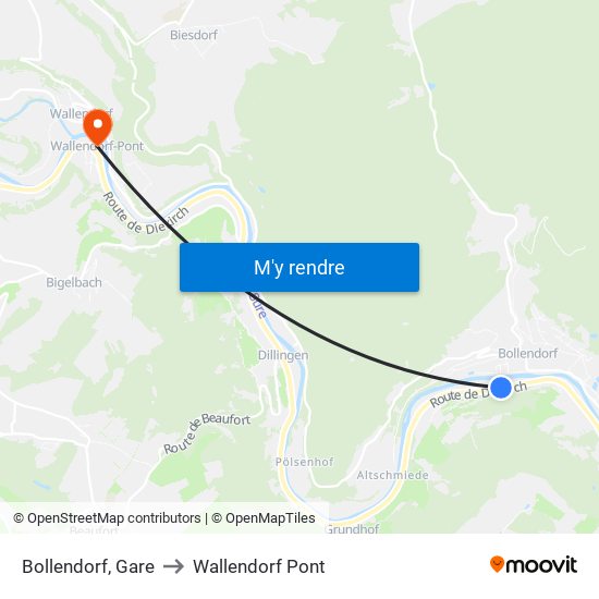 Bollendorf, Gare to Wallendorf Pont map