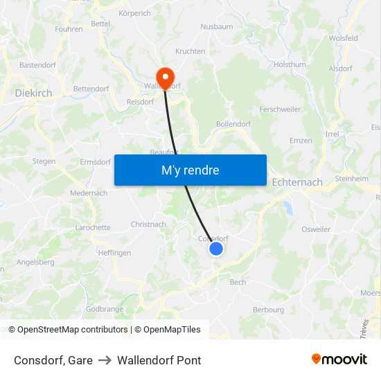 Consdorf, Gare to Wallendorf Pont map