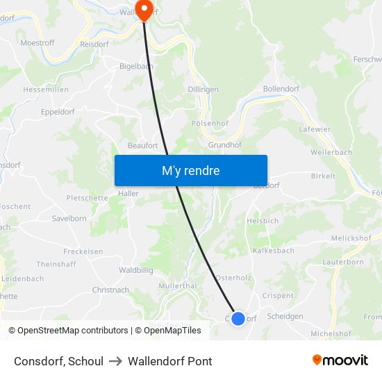 Consdorf, Schoul to Wallendorf Pont map