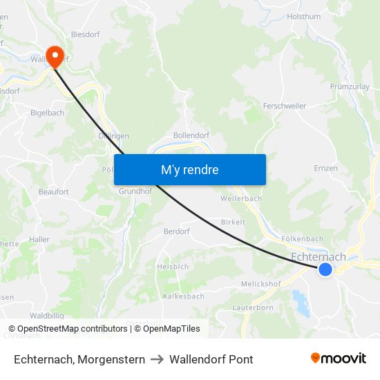 Echternach, Morgenstern to Wallendorf Pont map