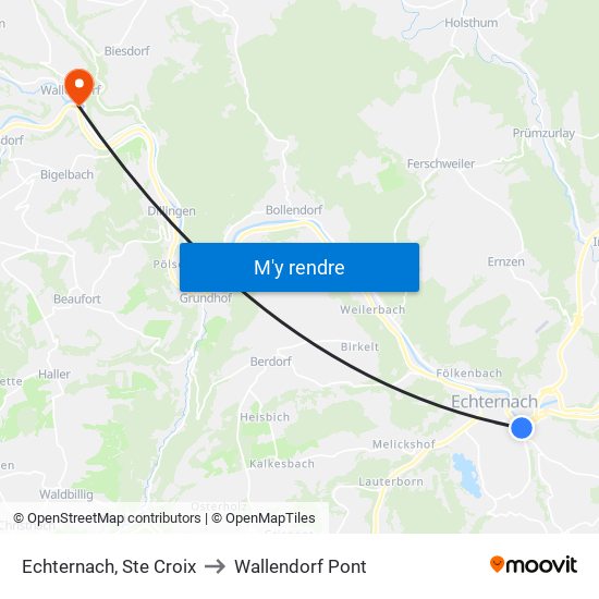 Echternach, Ste Croix to Wallendorf Pont map