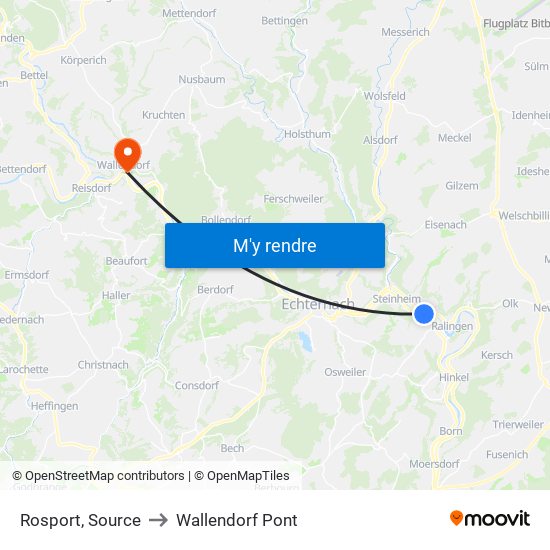 Rosport, Source to Wallendorf Pont map