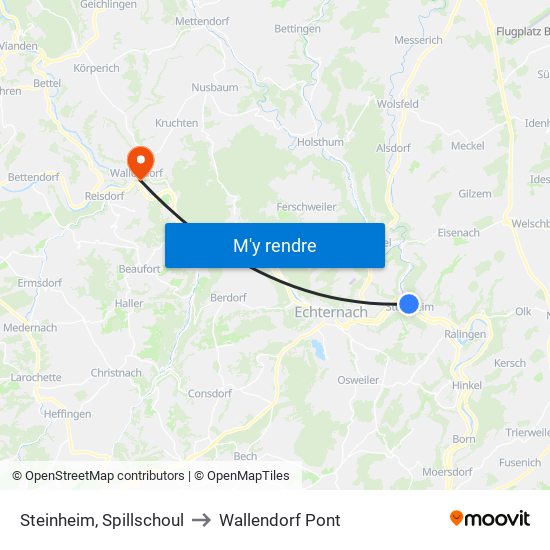 Steinheim, Spillschoul to Wallendorf Pont map