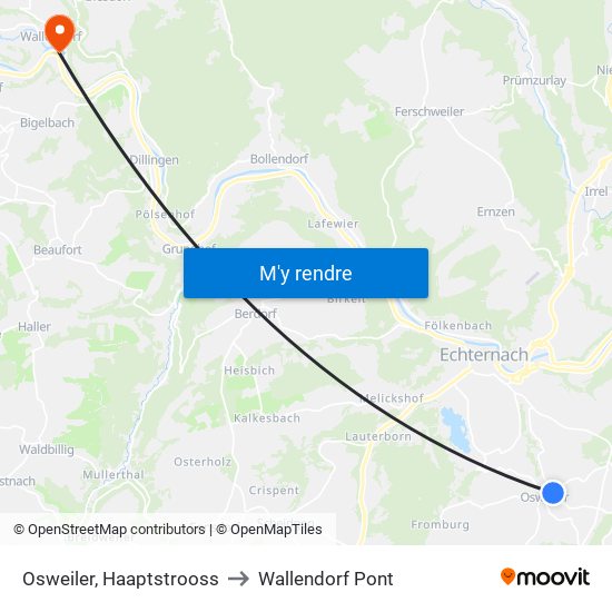 Osweiler, Haaptstrooss to Wallendorf Pont map
