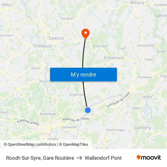 Roodt-Sur-Syre, Gare Routière to Wallendorf Pont map