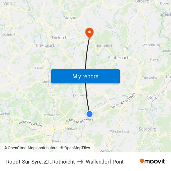 Roodt-Sur-Syre, Z.I. Rothoicht to Wallendorf Pont map