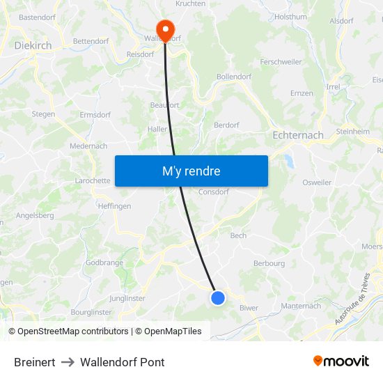 Breinert to Wallendorf Pont map