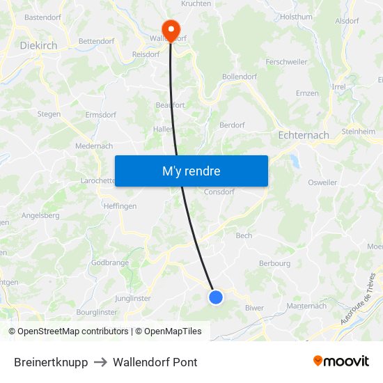 Breinertknupp to Wallendorf Pont map