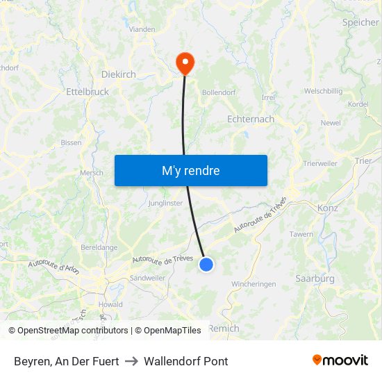 Beyren, An Der Fuert to Wallendorf Pont map