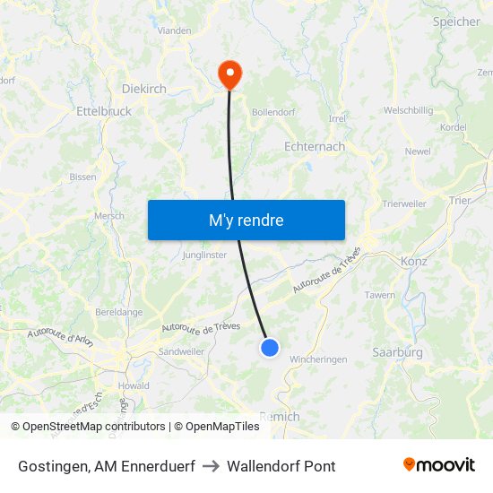 Gostingen, AM Ennerduerf to Wallendorf Pont map