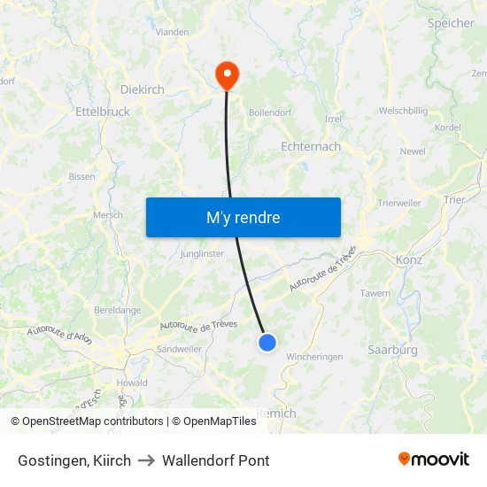 Gostingen, Kiirch to Wallendorf Pont map