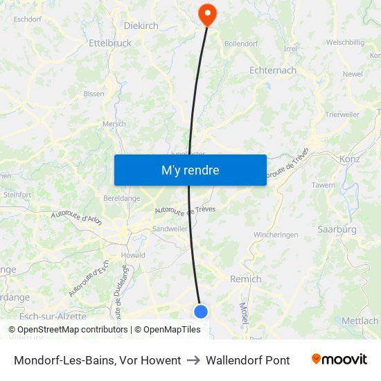Mondorf-Les-Bains, Vor Howent to Wallendorf Pont map