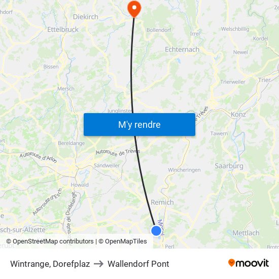 Wintrange, Dorefplaz to Wallendorf Pont map