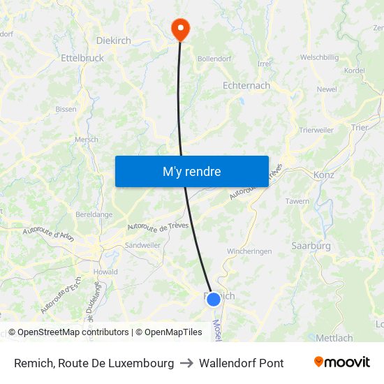 Remich, Route De Luxembourg to Wallendorf Pont map