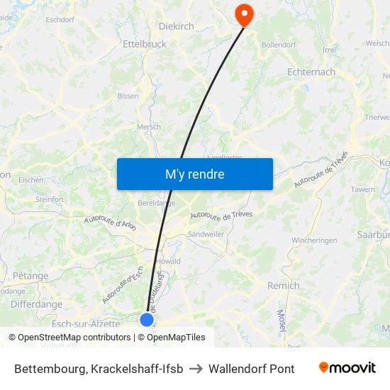 Bettembourg, Krackelshaff-Ifsb to Wallendorf Pont map