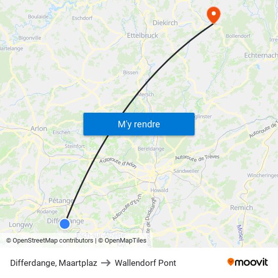 Differdange, Maartplaz to Wallendorf Pont map