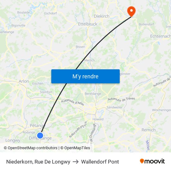 Niederkorn, Rue De Longwy to Wallendorf Pont map