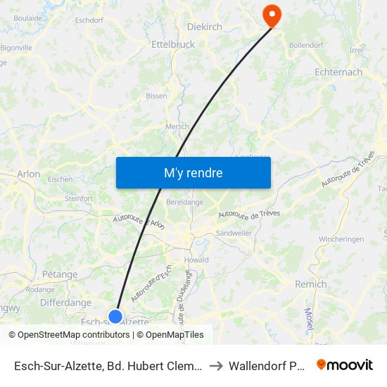 Esch-Sur-Alzette, Bd. Hubert Clement to Wallendorf Pont map