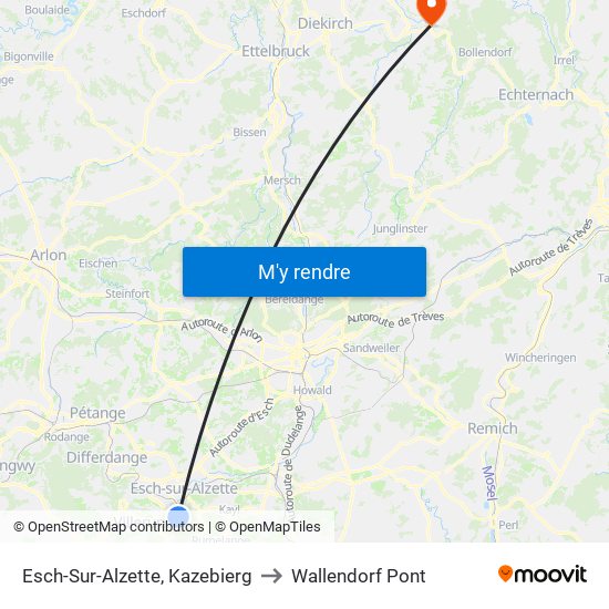 Esch-Sur-Alzette, Kazebierg to Wallendorf Pont map