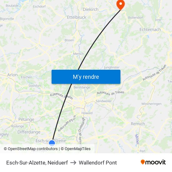 Esch-Sur-Alzette, Neiduerf to Wallendorf Pont map