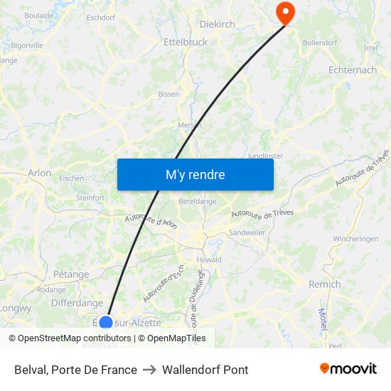 Belval, Porte De France to Wallendorf Pont map