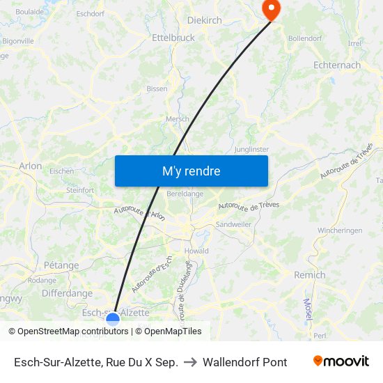 Esch-Sur-Alzette, Rue Du X Sep. to Wallendorf Pont map