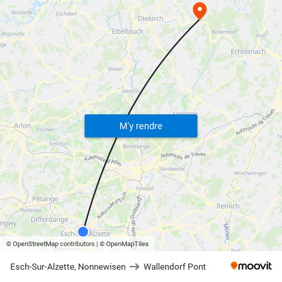 Esch-Sur-Alzette, Nonnewisen to Wallendorf Pont map