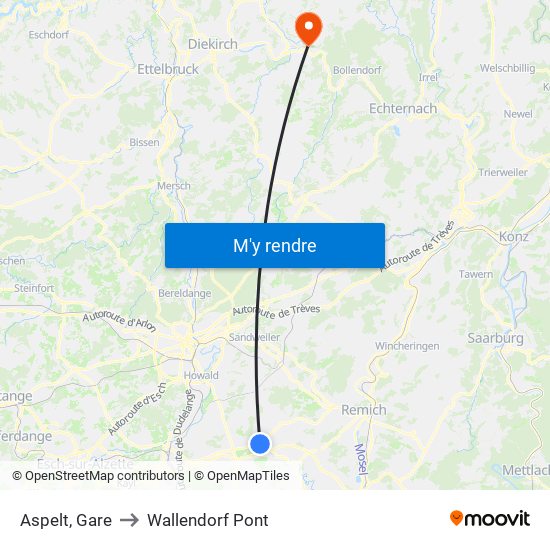 Aspelt, Gare to Wallendorf Pont map