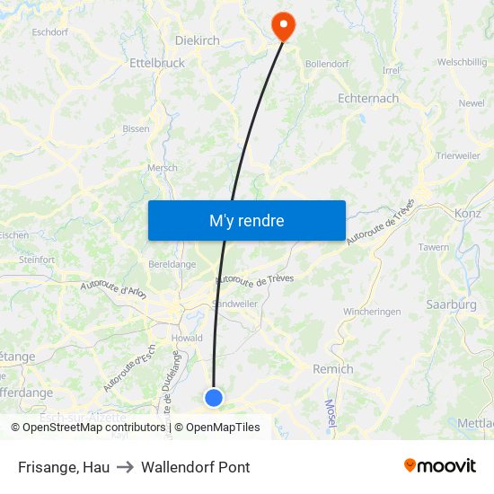 Frisange, Hau to Wallendorf Pont map