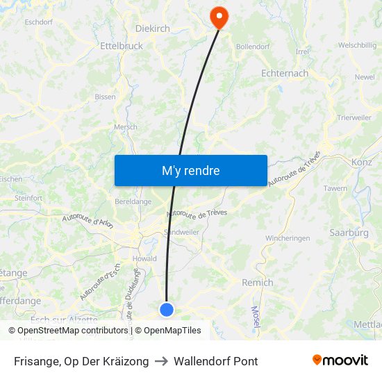 Frisange, Op Der Kräizong to Wallendorf Pont map