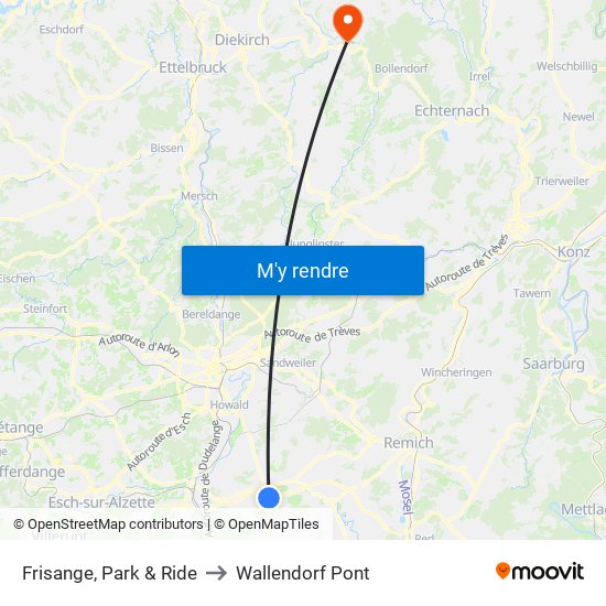 Frisange, Park & Ride to Wallendorf Pont map