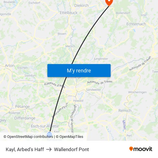 Kayl, Arbed's Haff to Wallendorf Pont map