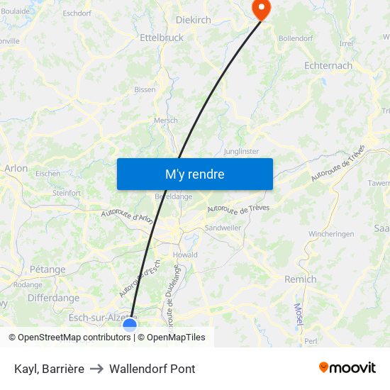 Kayl, Barrière to Wallendorf Pont map