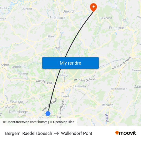 Bergem, Raedelsboesch to Wallendorf Pont map
