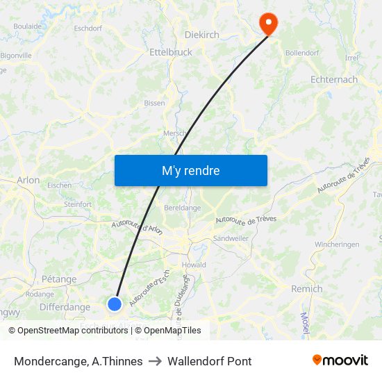 Mondercange, A.Thinnes to Wallendorf Pont map