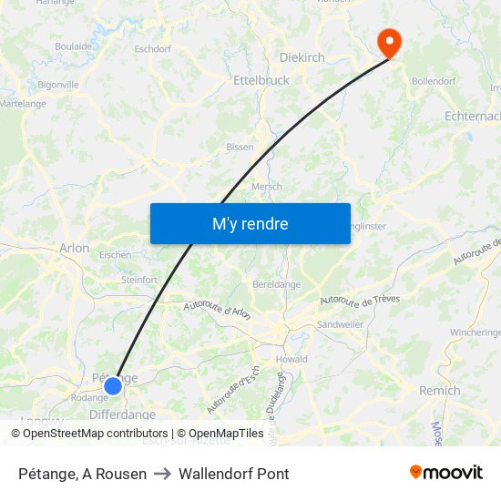 Pétange, A Rousen to Wallendorf Pont map