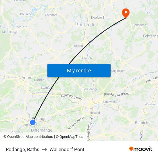 Rodange, Raths to Wallendorf Pont map