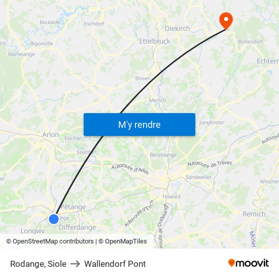 Rodange, Siole to Wallendorf Pont map