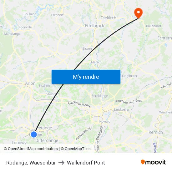 Rodange, Waeschbur to Wallendorf Pont map