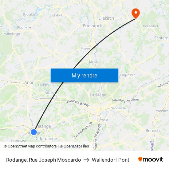 Rodange, Rue Joseph Moscardo to Wallendorf Pont map