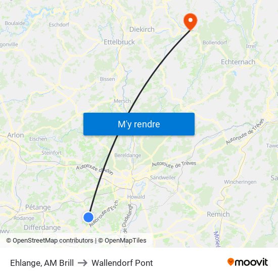 Ehlange, AM Brill to Wallendorf Pont map