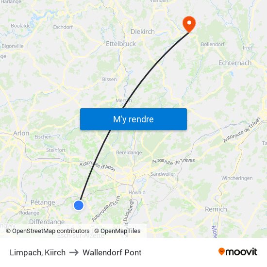 Limpach, Kiirch to Wallendorf Pont map