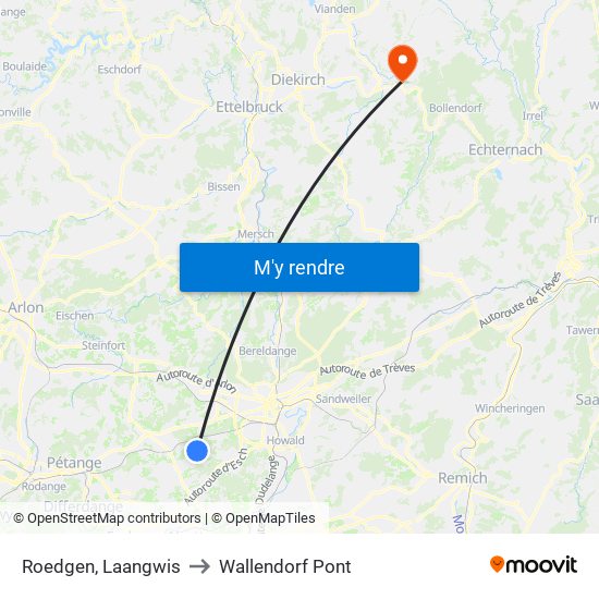 Roedgen, Laangwis to Wallendorf Pont map