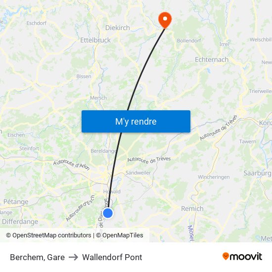 Berchem, Gare to Wallendorf Pont map