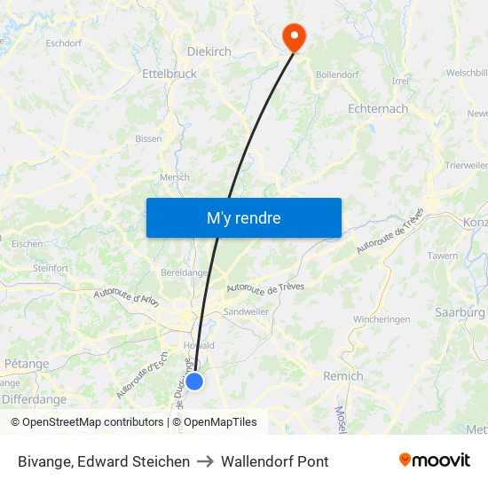 Bivange, Edward Steichen to Wallendorf Pont map