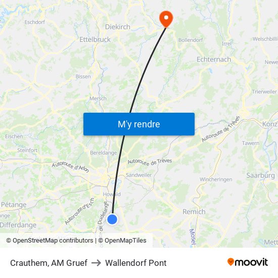 Crauthem, AM Gruef to Wallendorf Pont map